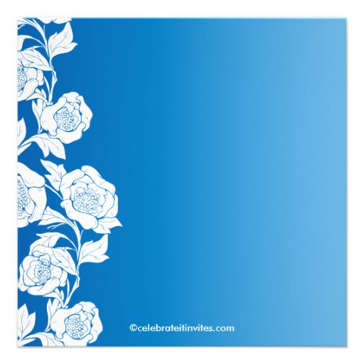 Elegant Floral Bridal Shower Invitation Blue