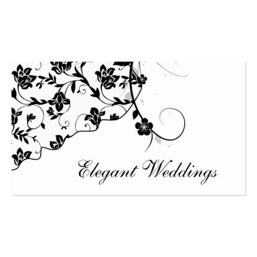 Elegant Floral Business Card Black & White (front side)