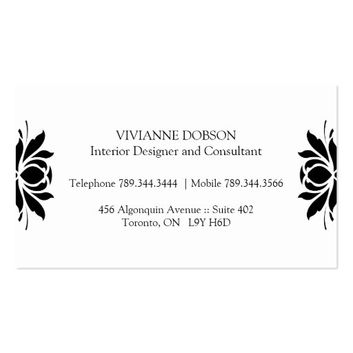 Elegant Floral Business Cards (back side)