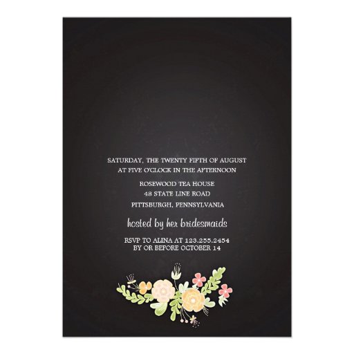 Elegant Floral Chalkboard Modern Bridal Shower Personalized Invites