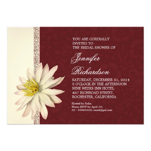 elegant floral damask bridal shower invitations (front side)