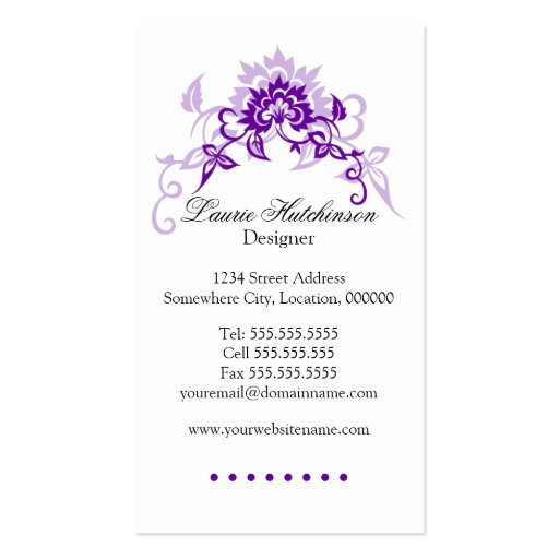 Elegant Floral Flourish Business Cards (back side)