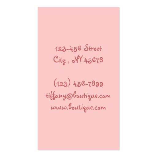 elegant floral girly vintage paris fashion business cards (back side)