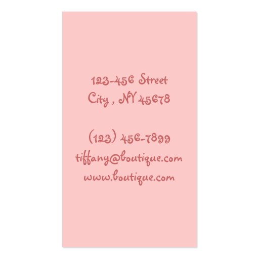 elegant floral girly vintage paris fashion business cards (back side)