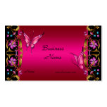 Elegant Floral Gold Pink  Black Butterfly Business Card Template