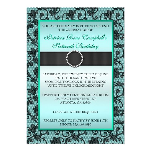 Elegant Floral Lace Invite [Teal]