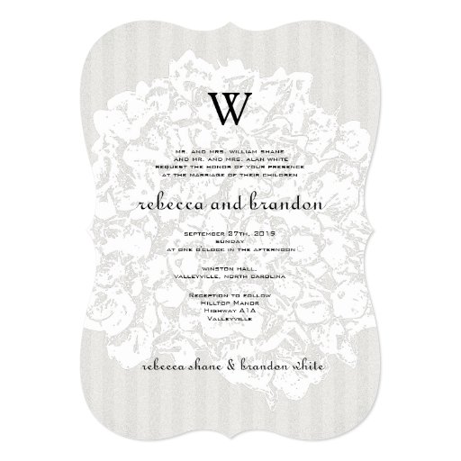 Elegant Floral Lace Neutral Wedding Invitation