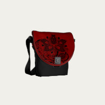 Elegant Floral Lace (red and black) messenger bags