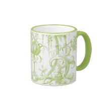 Elegant Floral, Leaf Green and Aqua Mugs