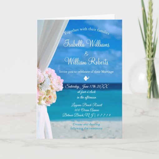 Elegant Floral Ocean Beach Summer Wedding Invitation Zazzle