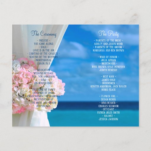 Elegant Floral Ocean Beach Summer Wedding Program Zazzle