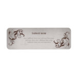 Elegant Floral Swirls on Vintage Grunge #1 Return Address Label