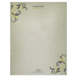 Elegant Floral Swirls on Vintage Grunge #6 Letterhead Design