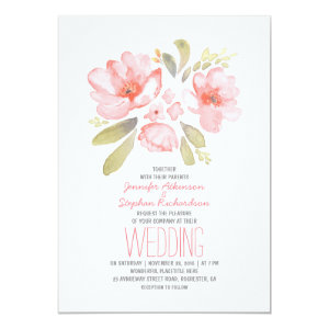 Elegant Floral Watercolor Wedding Invitations 5