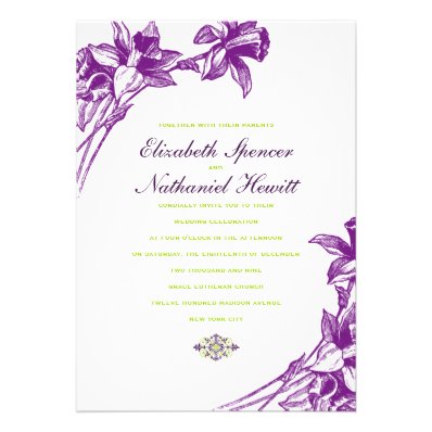 Elegant Florals Wedding Invitation in Purple Green