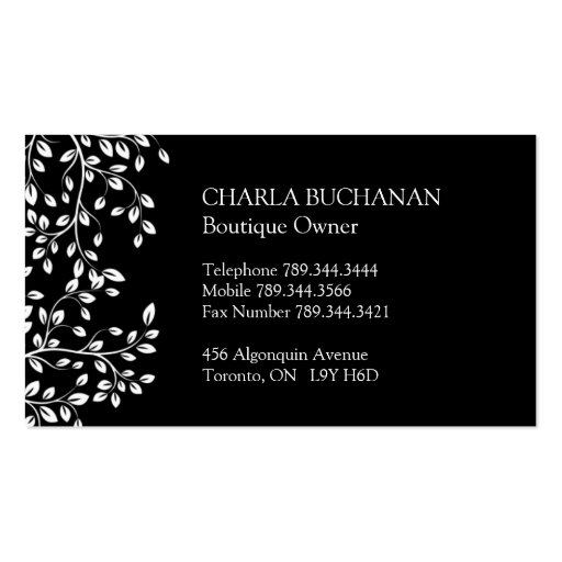 Elegant Florist Business Cards (back side)