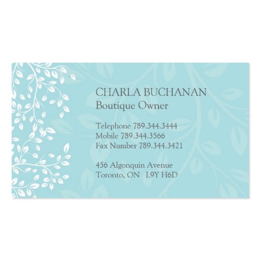 Elegant Florist Business Cards (back side)