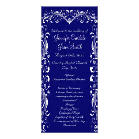 Elegant Flourish Blue Wedding Programs Templates Rack Cards