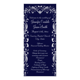 Elegant Flourish Blue Wedding Programs Templates Custom Rack Card
