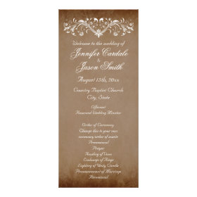 Elegant Flourish Brown Fall Wedding Programs Custom Rack Cards