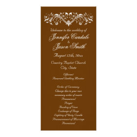 Elegant Flourish Brown Fall Wedding Programs Rack Cards