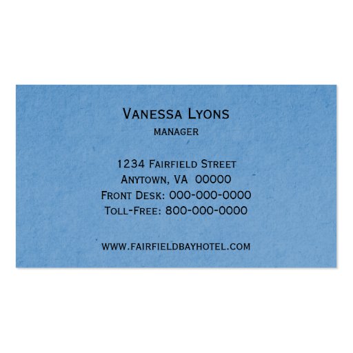 Elegant Flourish Business Card, Blue (back side)