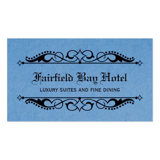 Elegant Flourish Business Card, Blue (front side)