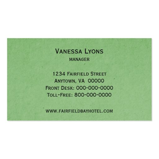 Elegant Flourish Business Card, Green (back side)