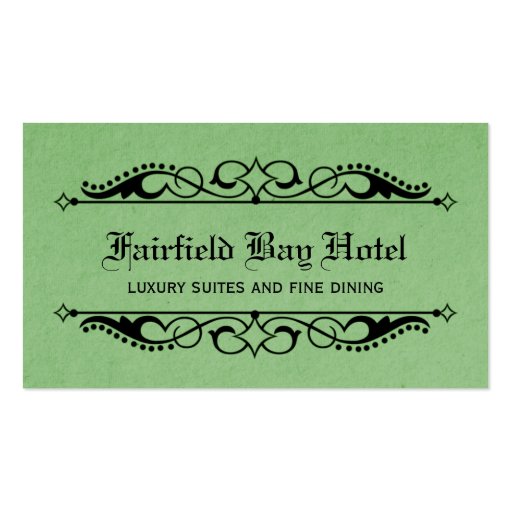 Elegant Flourish Business Card, Green (front side)