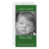 Elegant Flourish Christmas Photo Card in Green photo cards