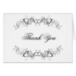 Elegant Flourish in Black Thank You Blank Notecard cards