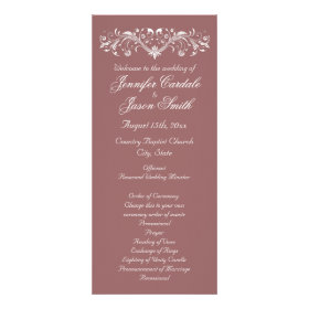 Elegant Flourish Mauve Fall Wedding Programs Rack Card