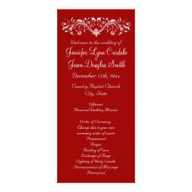 Elegant Flourish Red Wedding Programs Rack Cards