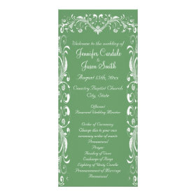 Elegant Flourish Sage Wedding Programs Templates Rack Card Template