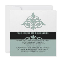 Elegant Flourish Wedding Invitations Green