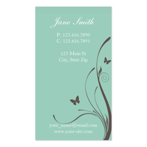 Elegant Flower Floral Stylish Classy Modern Business Card Template (back side)