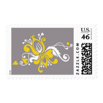 Elegant Flower on Grey postage by ShouShou Elegant Flower on Grey postage