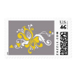 Elegant Flower on Grey Postage Stamps