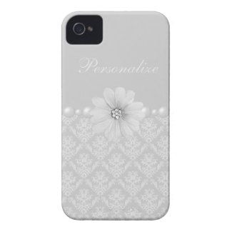 Elegant Flower & Pearls Damask Pattern