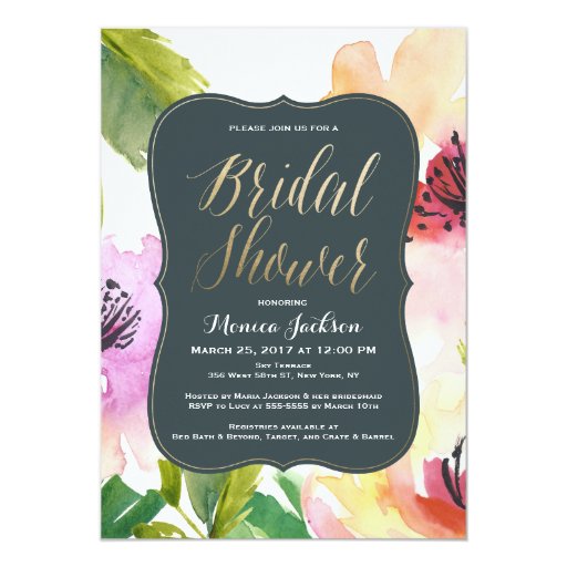 Elegant Flowers Bridal Shower Invitation Zazzle