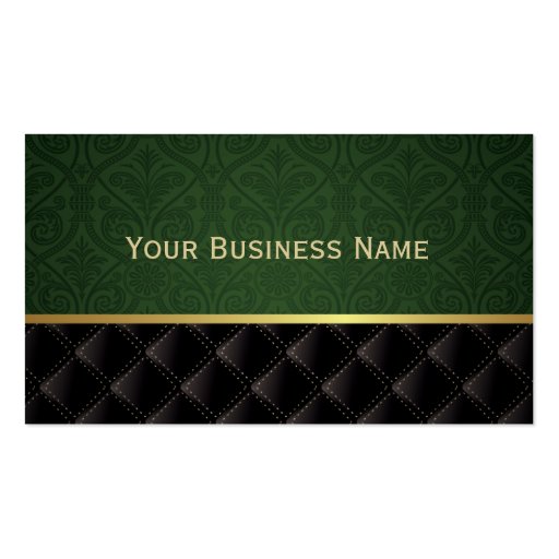 Elegant Forest Green Damask Business Card (front side)
