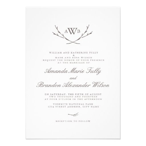 Elegant Forest Monogram Wedding Invites