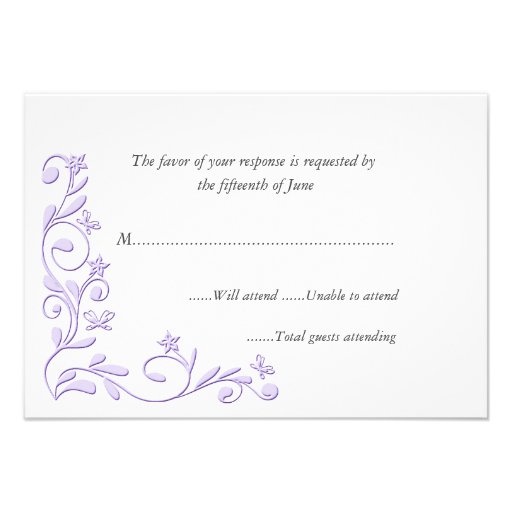 Elegant Formal Wedding Response Card 3.5" X 5" Invitation ...