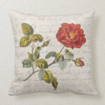 Elegant French Rose with Vintage Texts pillows