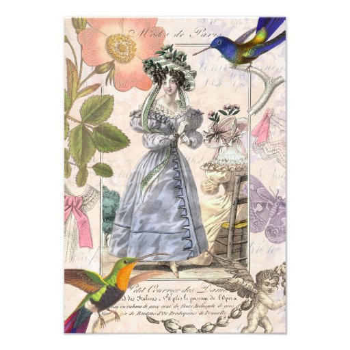 Elegant French Vintage Paris Bridal Shower Custom Announcement