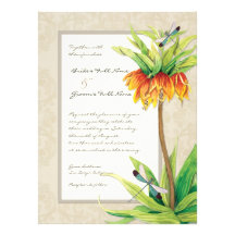 Elegant Fritillaria n Dragonfly Wedding Invitation