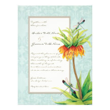 Elegant Fritillaria n Dragonfly Wedding Invitation