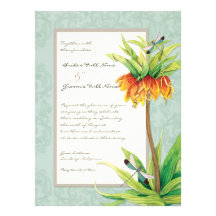 Elegant Fritillaria n Dragonfly Wedding Invitation