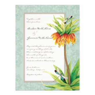 Elegant Fritillaria n Dragonfly Wedding Invitation