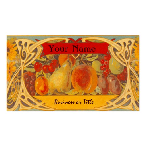 Elegant Fruit Label Design Business Cards (front side)